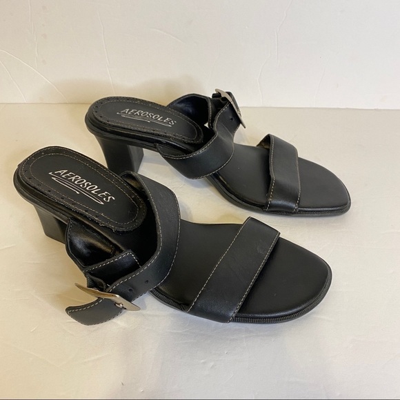 Aerosole 2” inch heel black sandals size 6 - Picture 3 of 8